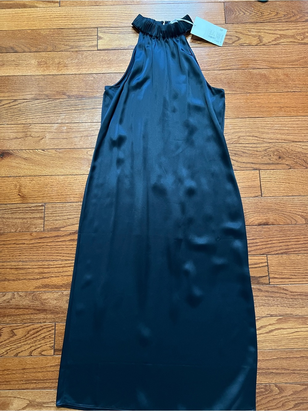 Frame Denim Blue Satin Halter Midi Dress